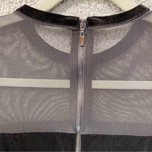 Tahari ASL Illusion Velour Mesh Feather Skirt Cocktail Dress Sz 2 - Picture 9 of 12